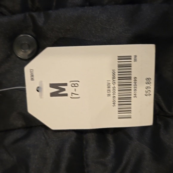 Crazy 8 Black Quilted Puffer Coat With Faux Fur Hood Size M 7-8 NWT - Picture 2 of 6